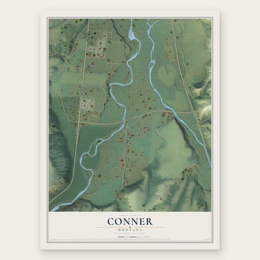 Conner, Montana map print, the full design