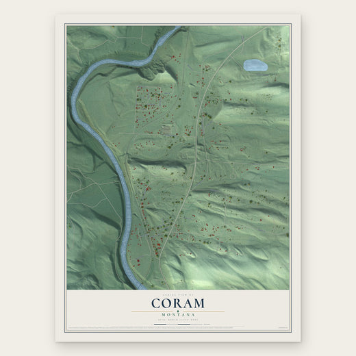 Coram, Montana map print, the full design