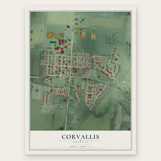 Corvallis, Montana map print, the full design