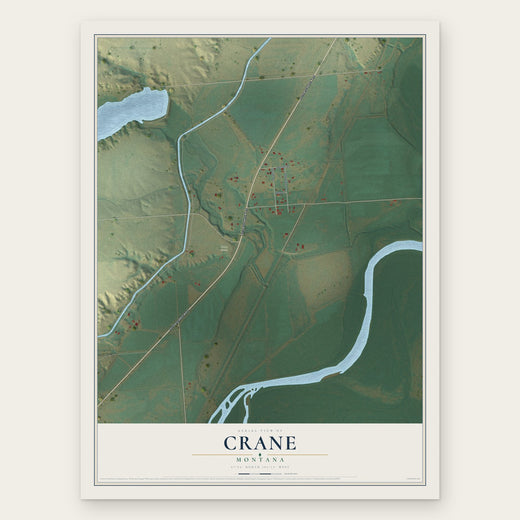 Crane, Montana map print, the full design