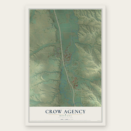 Crow Agency, Montana map print, the full design