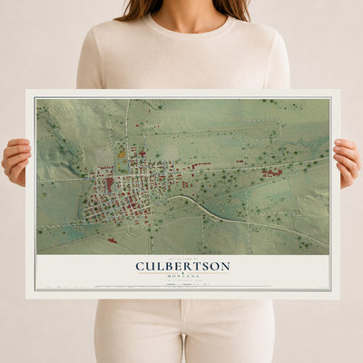Map of Culbertson, Montana, 12 x 18 inch unframed archival matte print