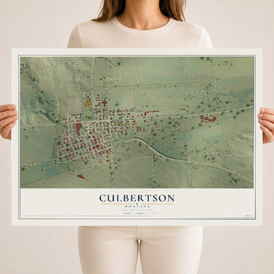 Map of Culbertson, Montana, 18 x 24 inch unframed archival matte print