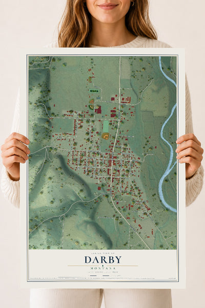 Map of Darby, Montana, 18 x 24 inch unframed archival matte print
