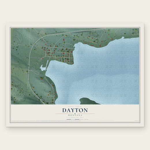 Dayton, Montana map print, the full design