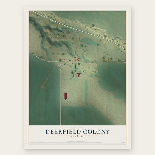 Deerfield Colony, Montana map print, the full design
