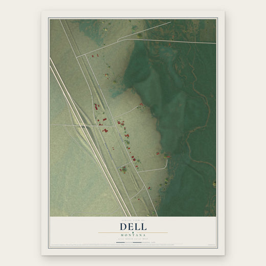 Dell, Montana map print, the full design