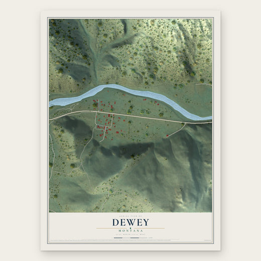 Dewey, Montana map print, the full design