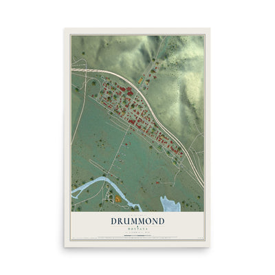 Map of Drummond, Montana, 12 x 18 inch unframed archival matte print