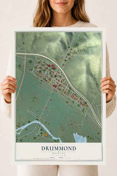 Map of Drummond, Montana, 18 x 24 inch unframed archival matte print