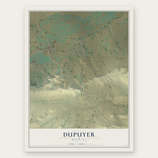Dupuyer, Montana map print, the full design