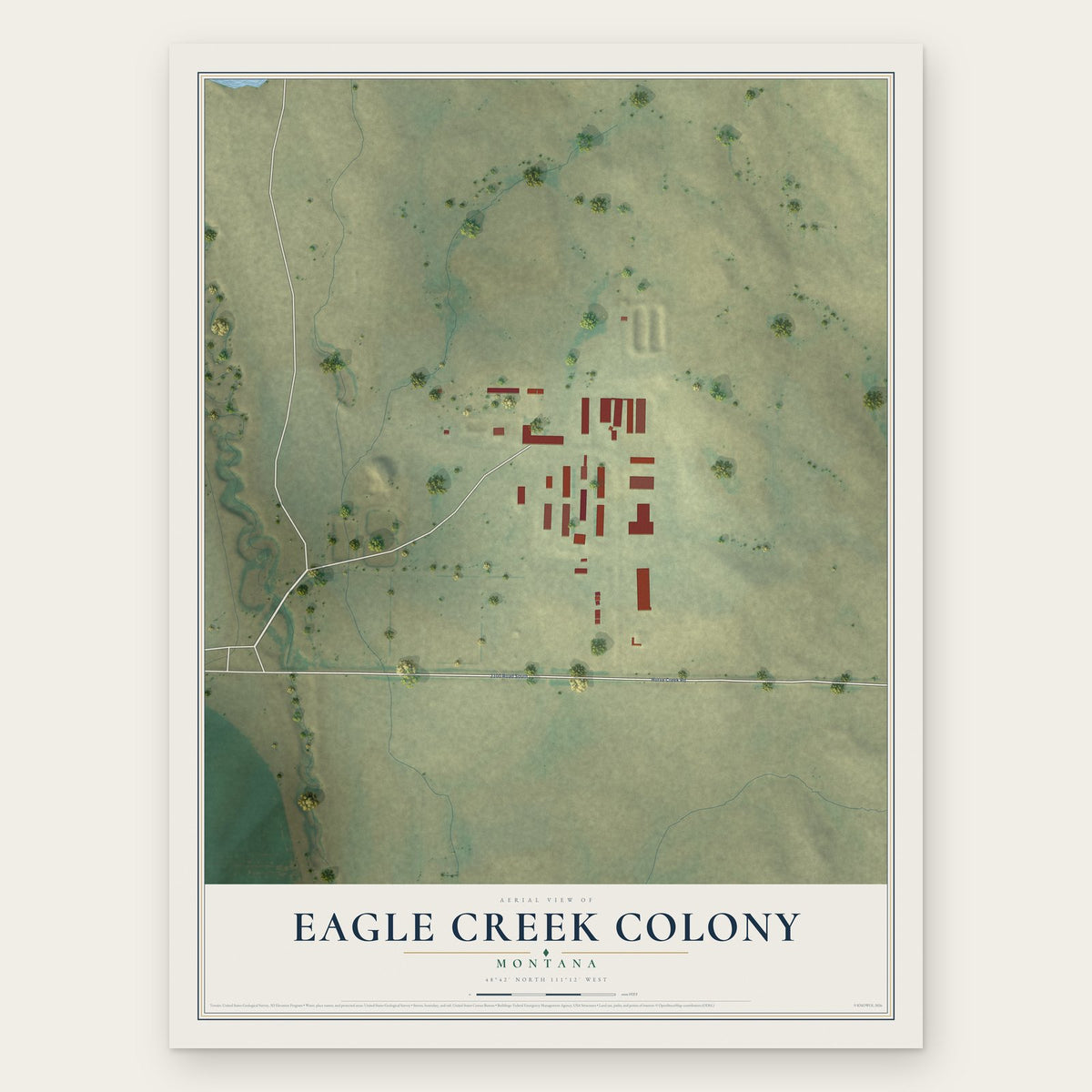 Eagle Creek Colony, Montana map print, the full design