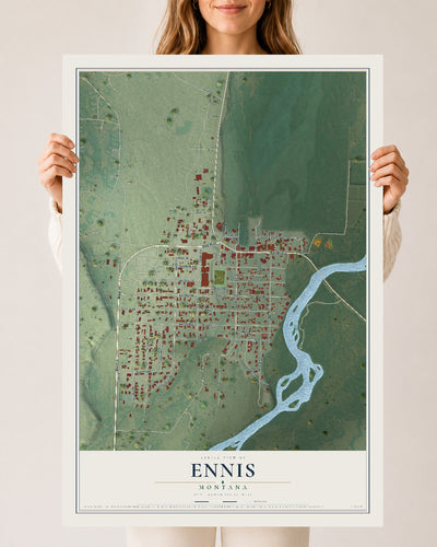 Map of Ennis, Montana, 24 x 36 inch unframed archival matte print