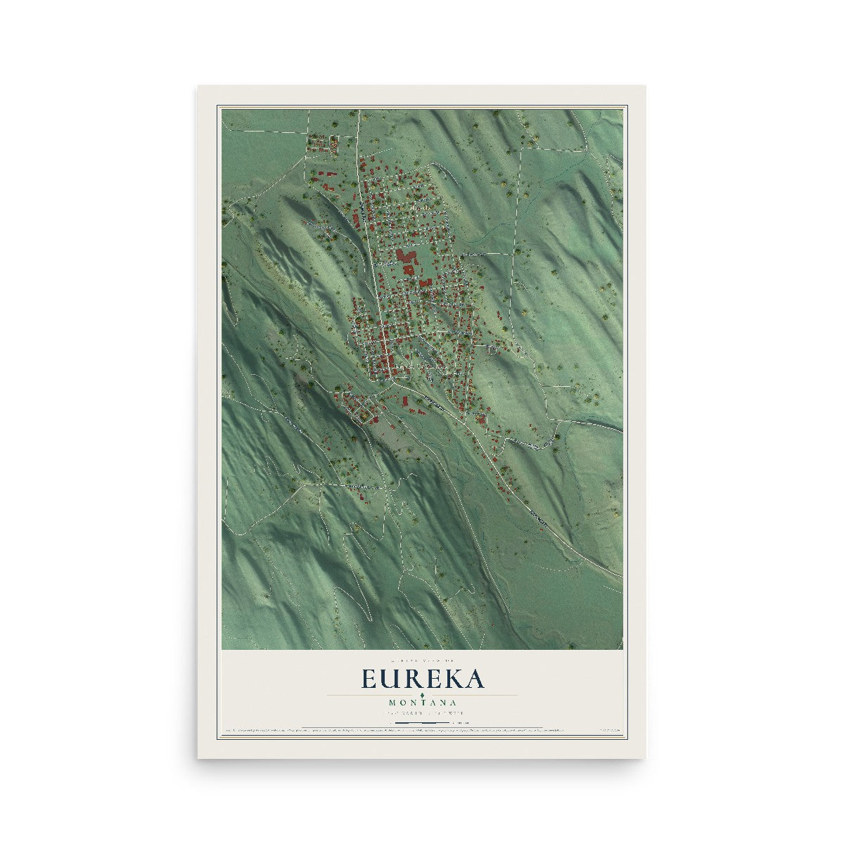 Map of Eureka, Montana, 12 x 18 inch unframed archival matte print