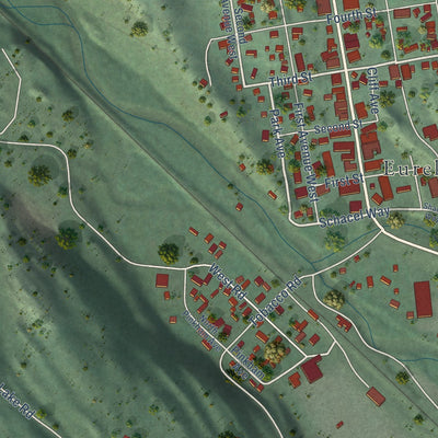 Second close-up of the map of Eureka, Montana print showing more streets and buildings