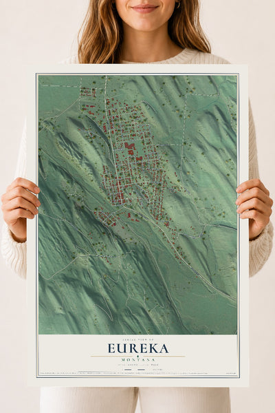 Map of Eureka, Montana, 18 x 24 inch unframed archival matte print