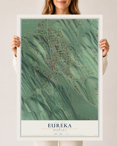 Map of Eureka, Montana, 24 x 36 inch unframed archival matte print