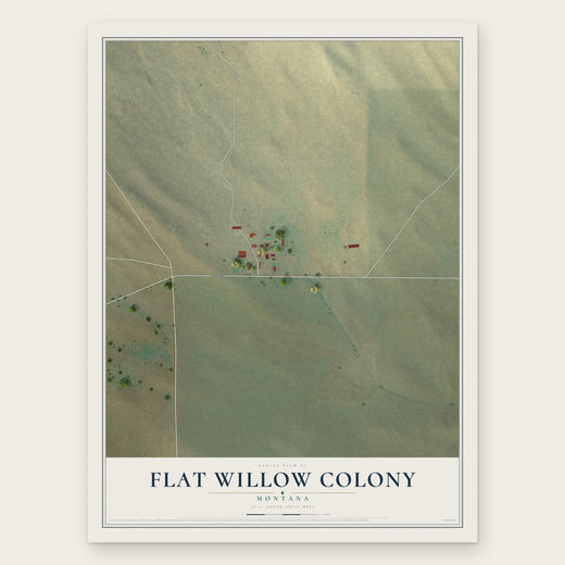 Flat Willow Colony, Montana map print, the full design