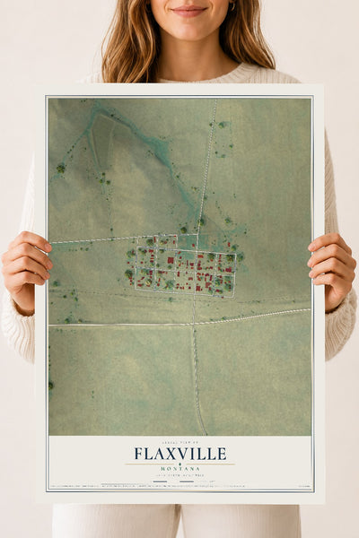 Map of Flaxville, Montana, 18 x 24 inch unframed archival matte print