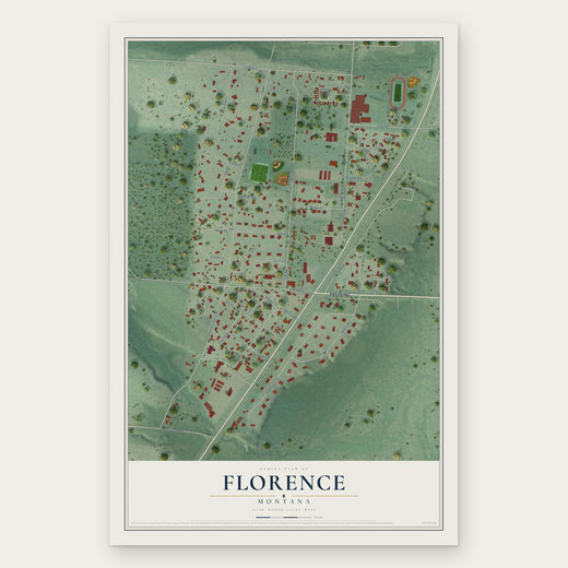Florence, Montana map print, the full design