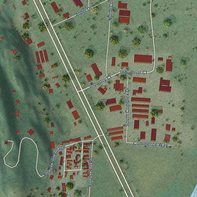 Close-up of the map of Forest Hill Village, Montana print showing street and building detail