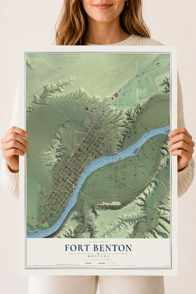 Map of Fort Benton, Montana, 18 x 24 inch unframed archival matte print