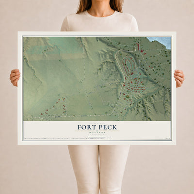 Map of Fort Peck, Montana, 24 x 36 inch unframed archival matte print