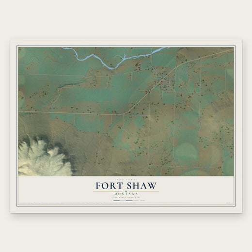 Fort Shaw, Montana map print, the full design