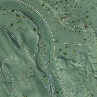 Close-up of the map of Fortine, Montana print showing street and building detail