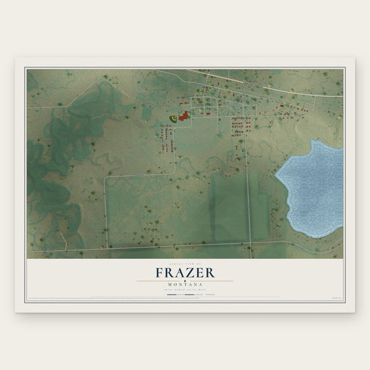 Frazer, Montana map print, the full design