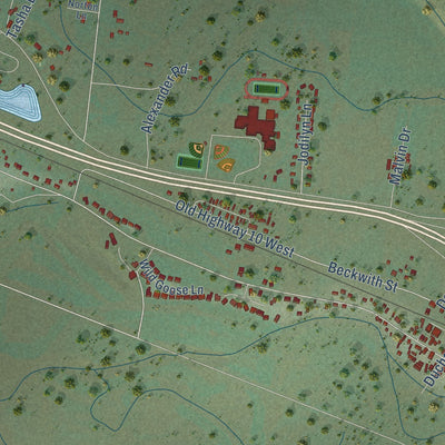 Close-up of the map of Frenchtown, Montana print showing street and building detail