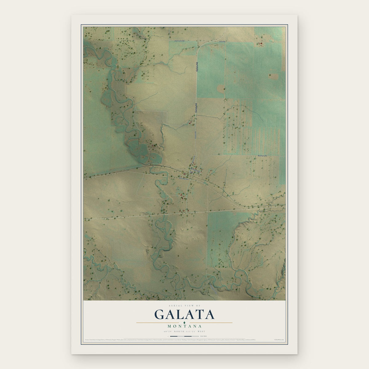 Galata, Montana map print, the full design