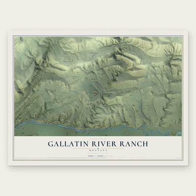 Gallatin River Ranch, Montana map print, the full design