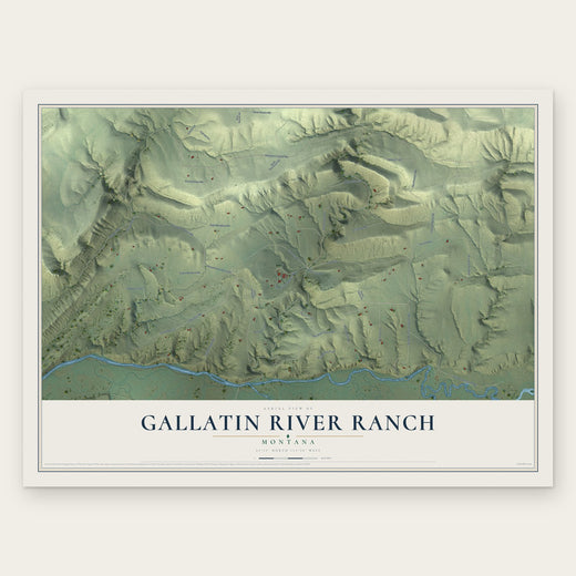 Gallatin River Ranch, Montana map print, the full design