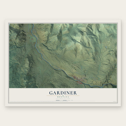 Gardiner, Montana map print, the full design