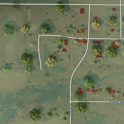 Second close-up of the map of Geraldine, Montana print showing more streets and buildings