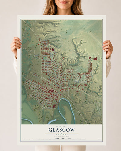 Map of Glasgow, Montana, 24 x 36 inch unframed archival matte print