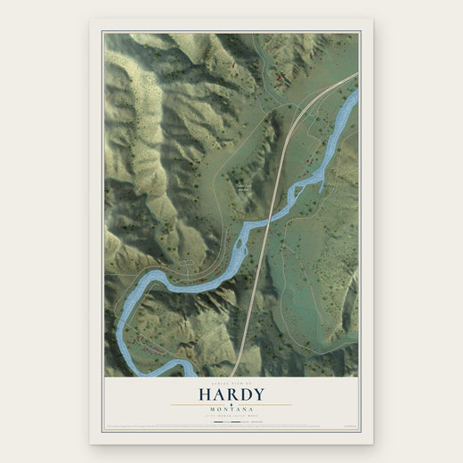 Hardy, Montana map print, the full design