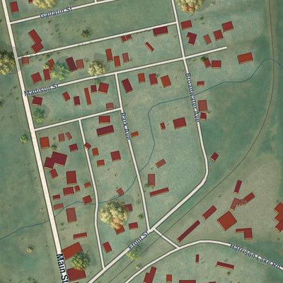 Close-up of the map of Harrison, Montana print showing street and building detail