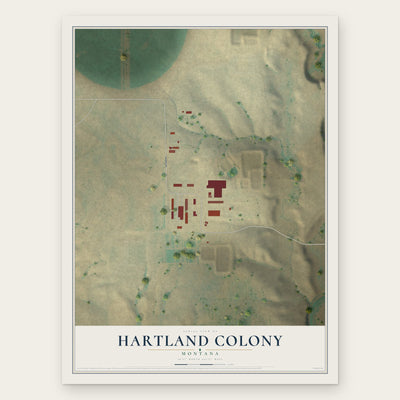 Hartland Colony, Montana map print, the full design