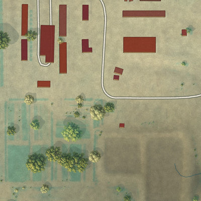 Close-up of the map of Hartland Colony, Montana print showing street and building detail
