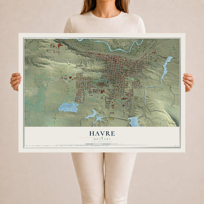 Map of Havre, Montana, 24 x 36 inch unframed archival matte print