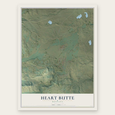 Heart Butte, Montana map print, the full design