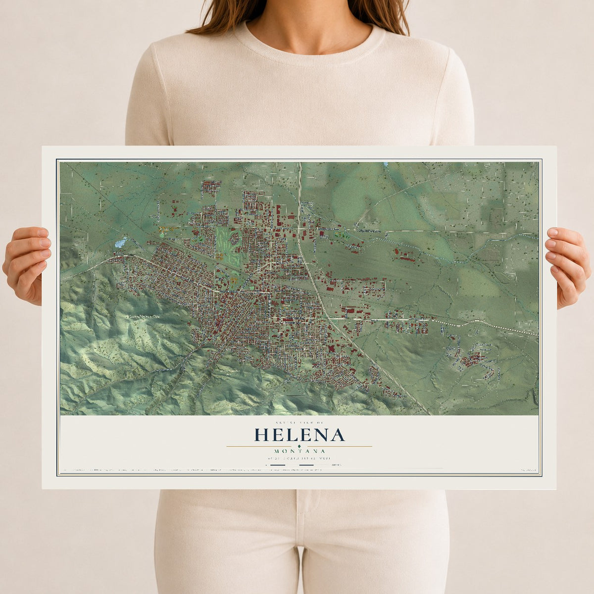 Map of Helena, Montana, 12 x 18 inch unframed archival matte print