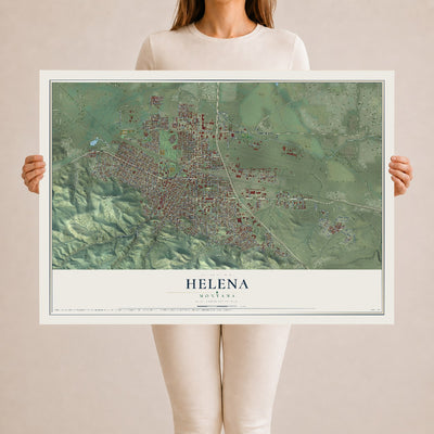 Map of Helena, Montana, 24 x 36 inch unframed archival matte print