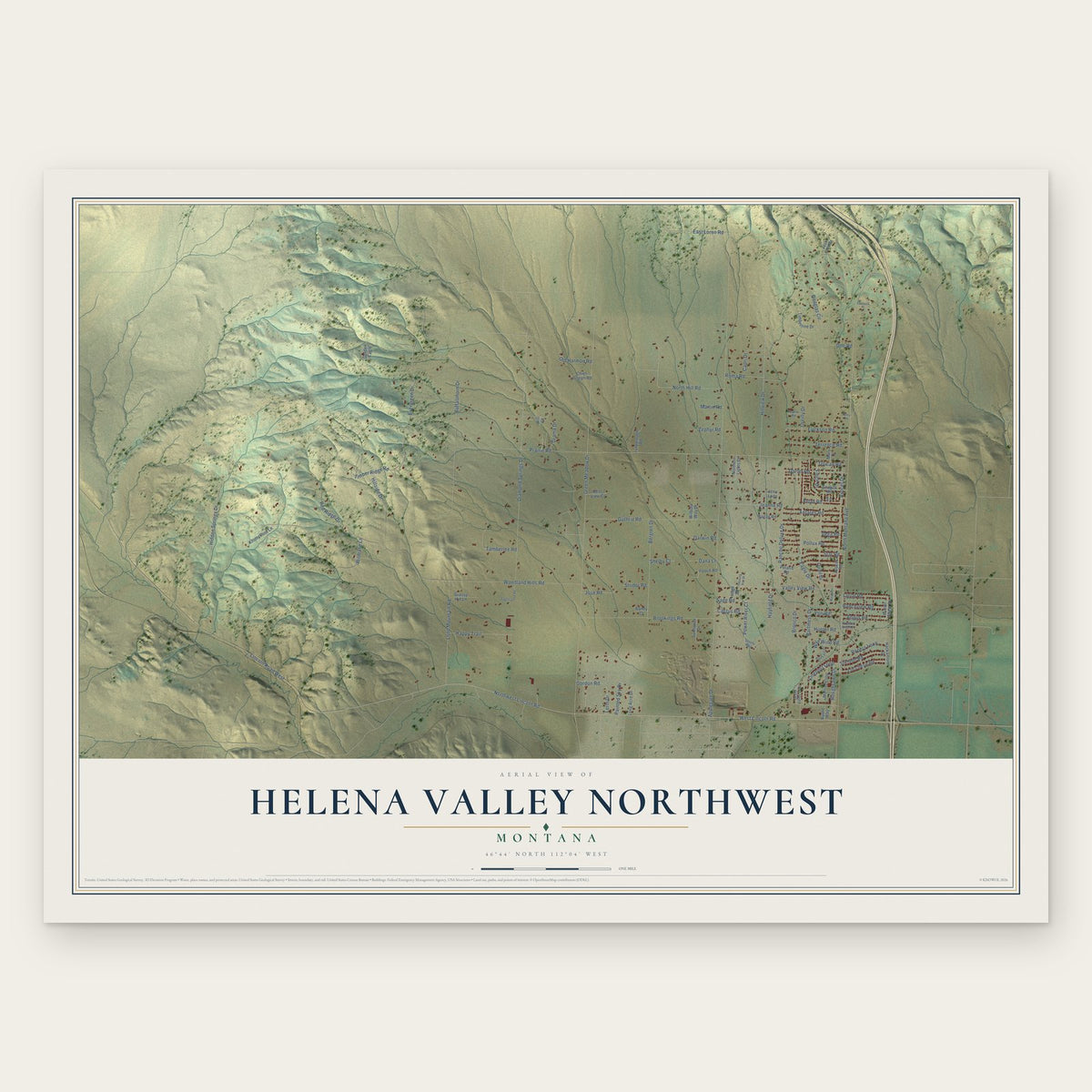 Helena Valley Northwest, Montana map print, the full design