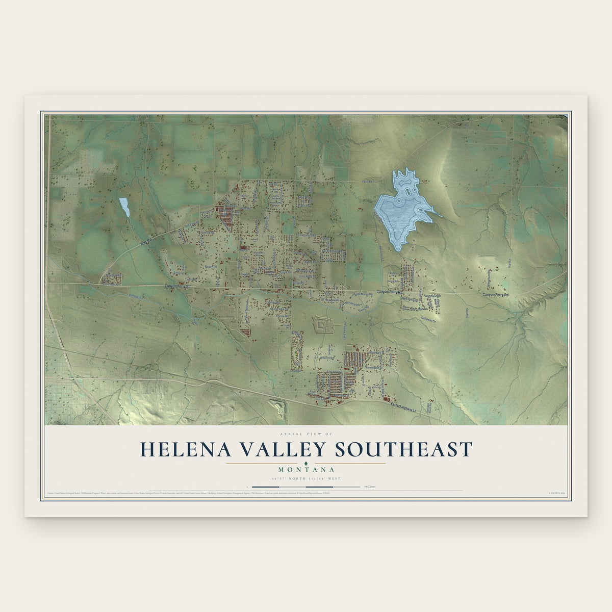 Helena Valley Southeast, Montana map print, the full design