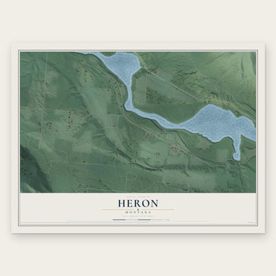 Heron, Montana map print, the full design