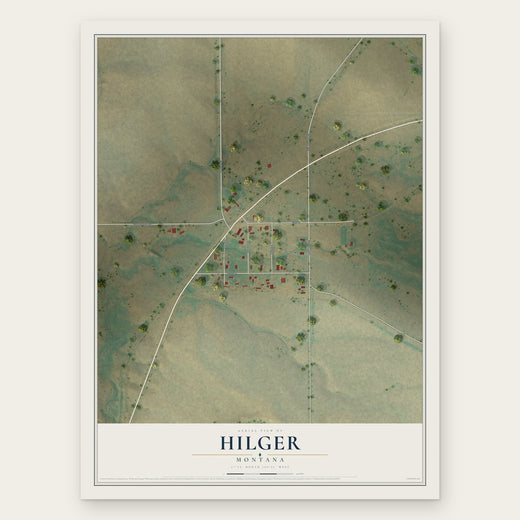 Hilger, Montana map print, the full design