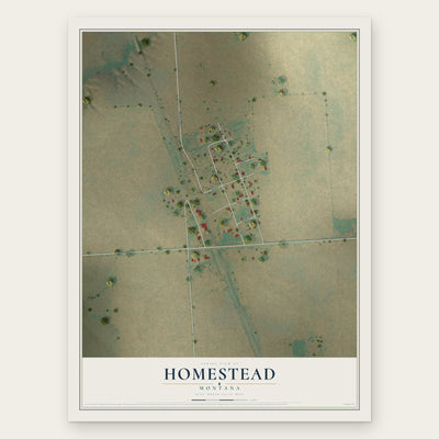 Homestead, Montana map print, the full design